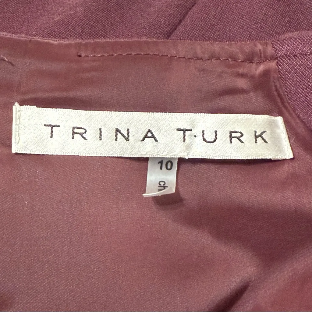 Trina Turk Burgundy 3/4 Sleeve Boat Neck Sheath Dress Size 10 - Image 5