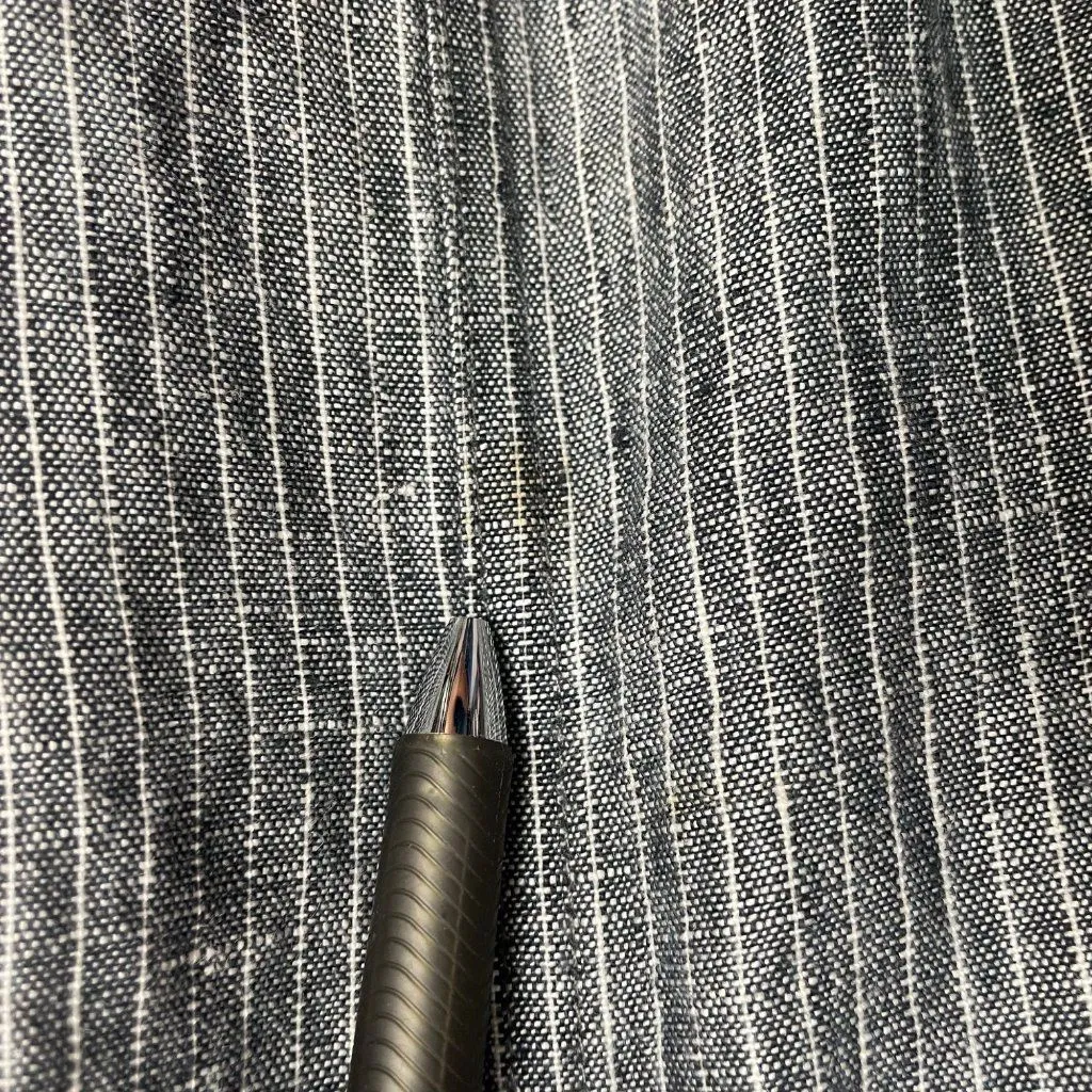 Sundance Women's 12 Petite Andover Navy and White Striped Wide Leg Linen Pants - Image 7