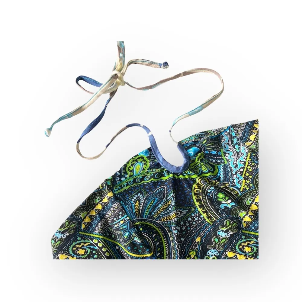 new Papillon Blanc 🝮 Shaped Halter Bustier Top 🝮 Floral Paisley Print 🝮 Blue - Image 4