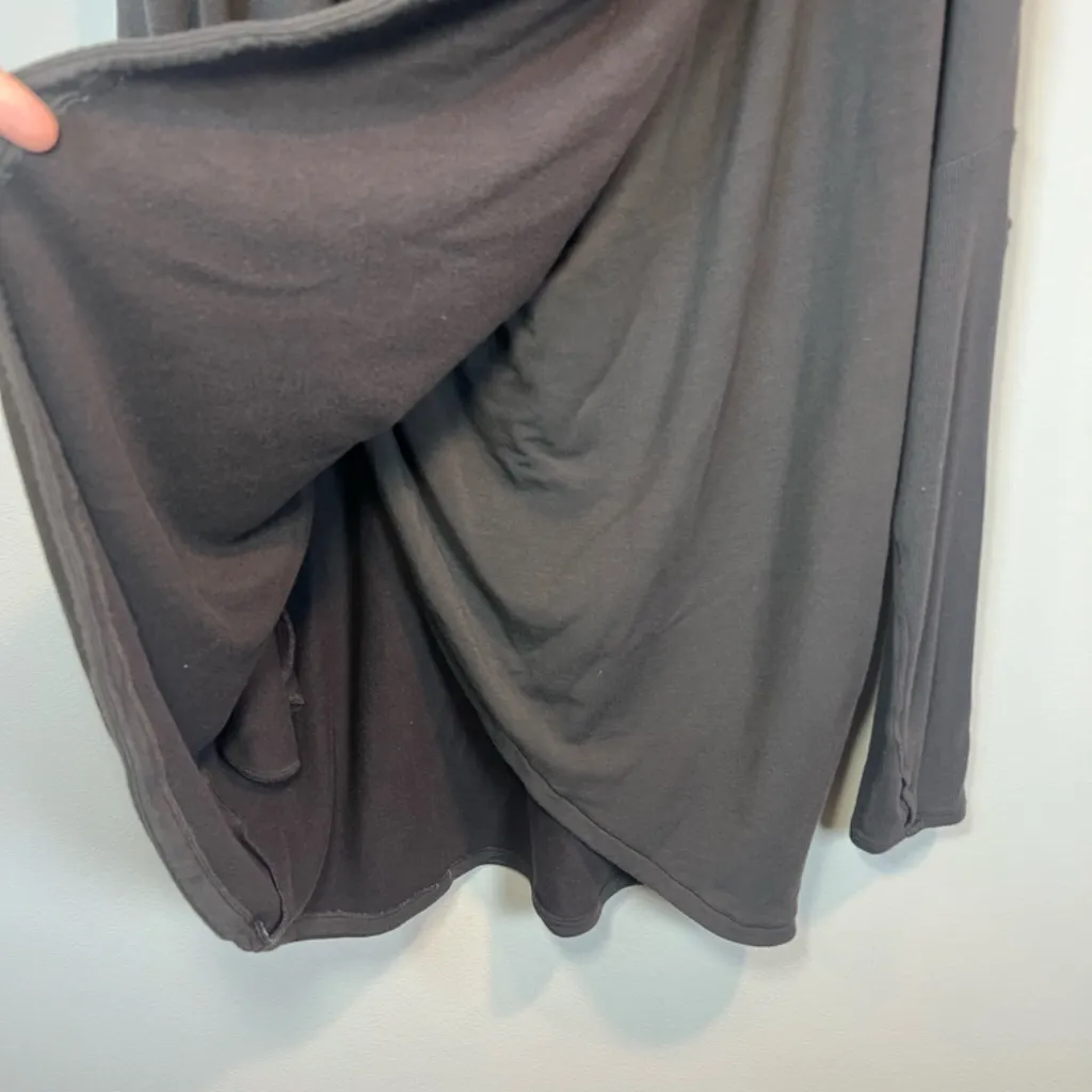 Athleta Purana Wrap Sweatshirt Brown Long Sleeve Crossover Hoodie Cozy Womens XL - Image 9