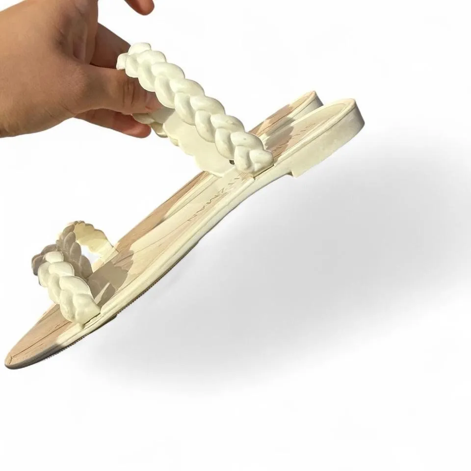 Stuart Weitzman - Women's White Braided Double Strap Sandals Size 6 - Image 2
