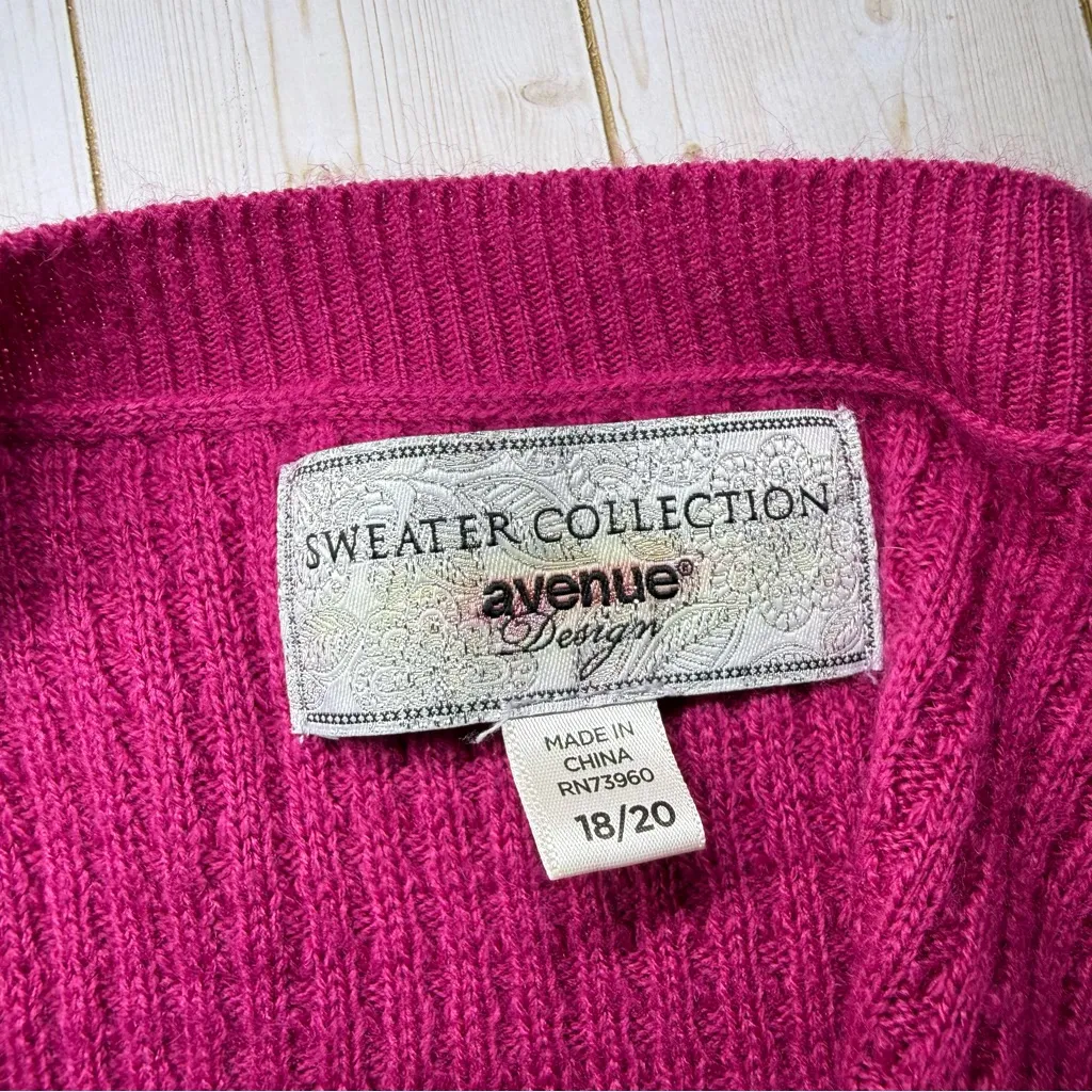 Avenue  Fuchsia Crew Neck Sweater - Image 3