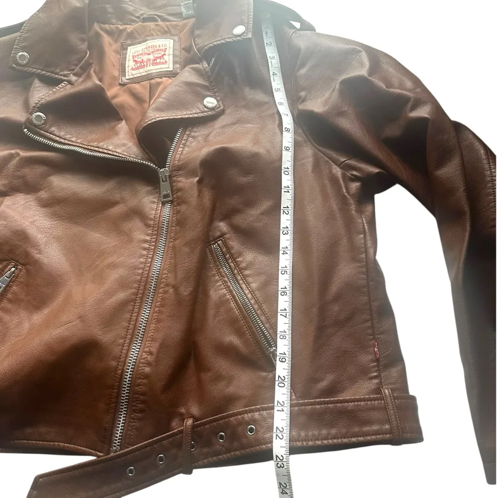 Levi Strauss Chocolate Faux Leather Jacket with Silver Accents Size 2X NWOT Brown - Image 5