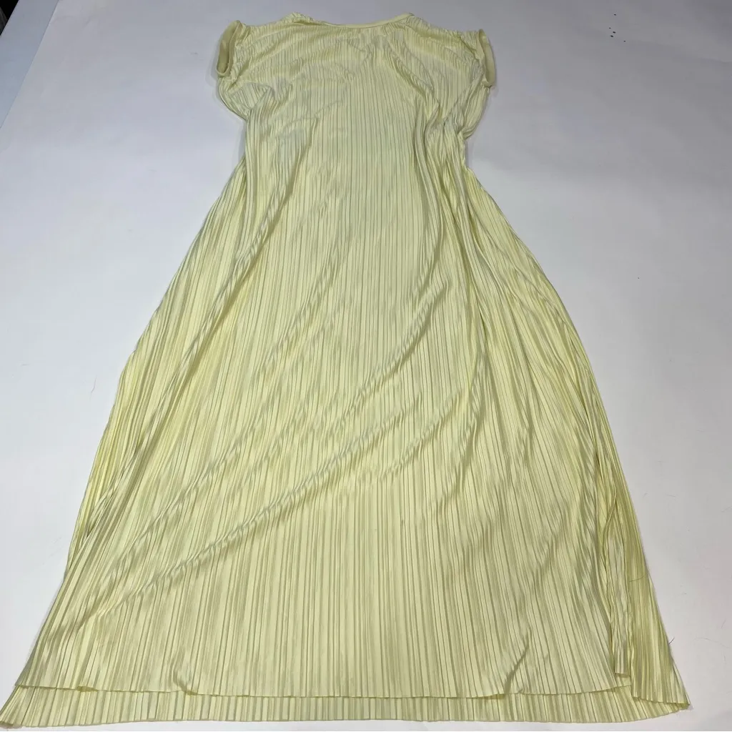 Atlein Plisse Midi Dress Size S Yellow - Image 3
