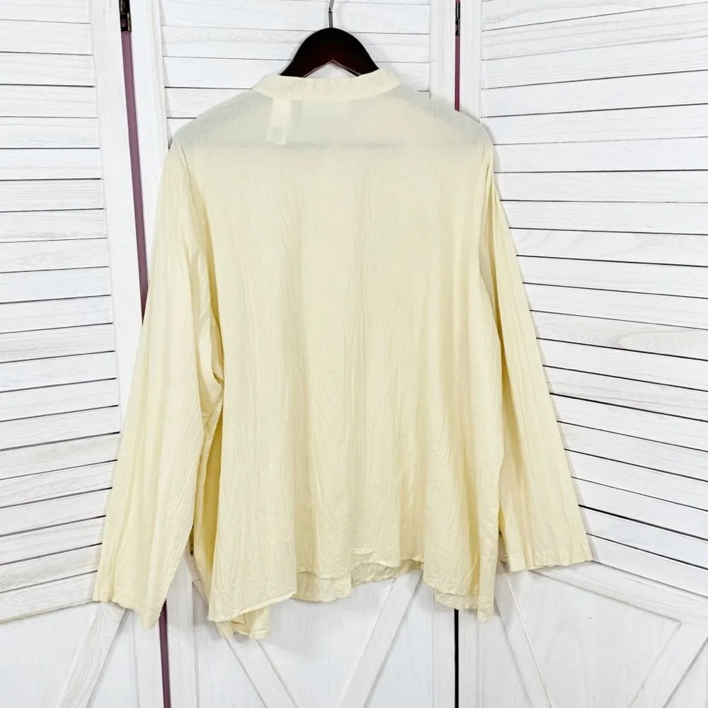 First Issue Liz Claiborne Beaded Oversized Button Front Shirt Cream 1 14W 16W‎ - Image 8