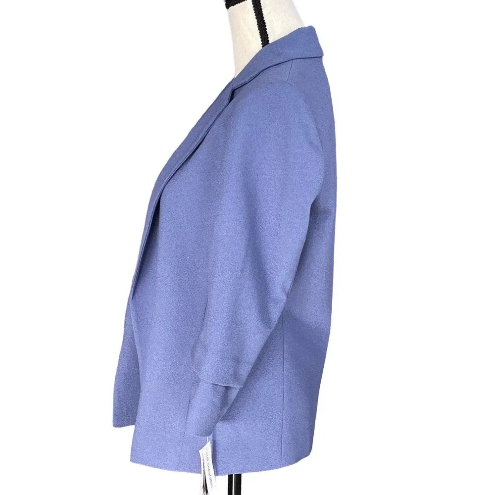 Bar III Small Blazer Jacket Open Front 3/4 Sleeve Lined Pockets Collared Blue - Image 5
