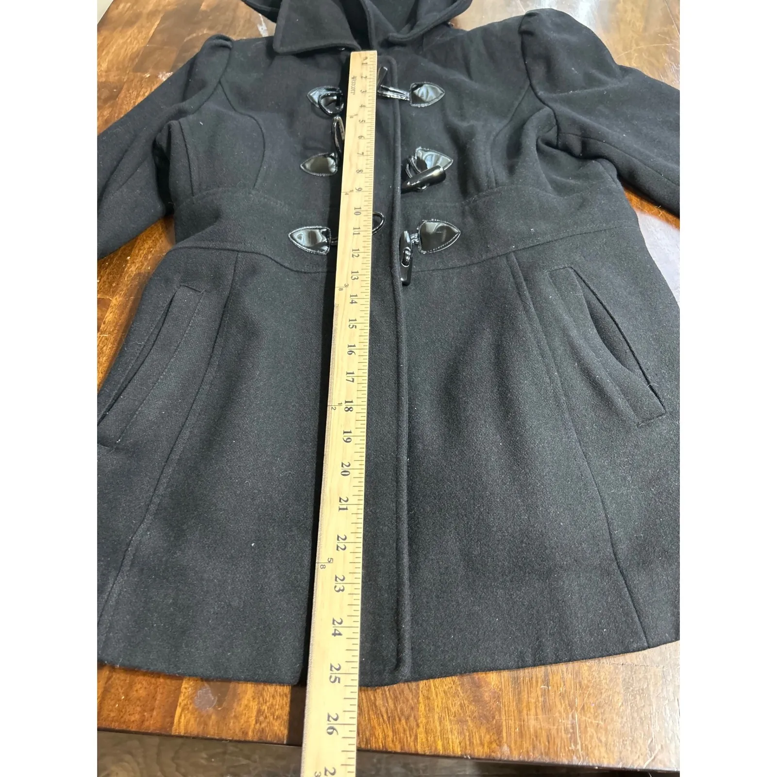 Guess Black Hooded‎ Toggle Coat Women Casual Winter Warm Jacket - Image 9