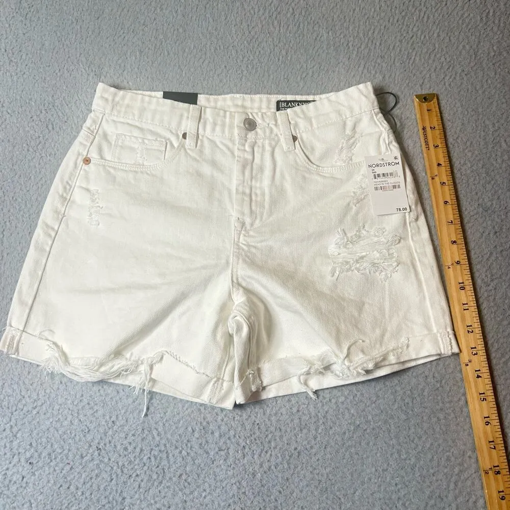 BLANKNYC Short Womens 26 Cream Denim The Perry‎ In See You Again Distressed NEW - Image 5
