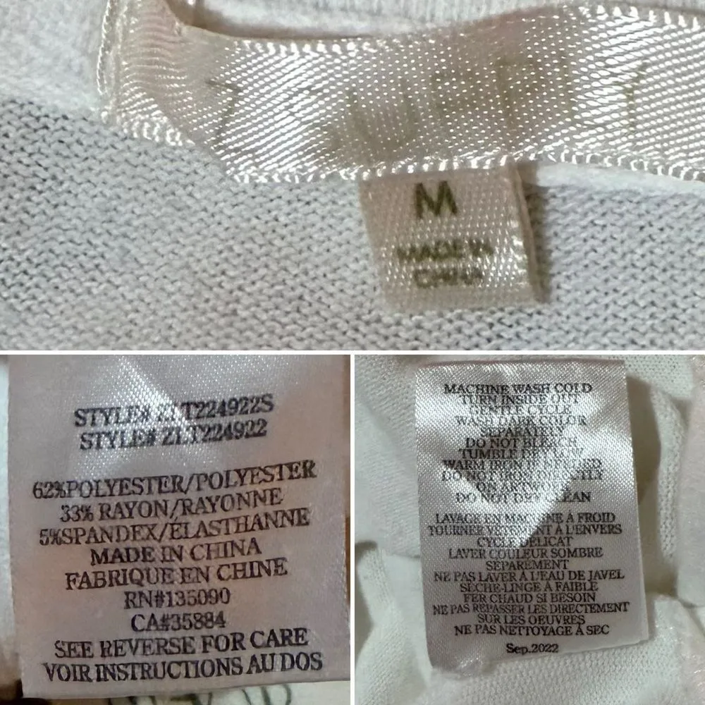 Z Supply Happy Graphic Print Sweatshirt Ivory White Crew Neck Lightweight M - Image 9