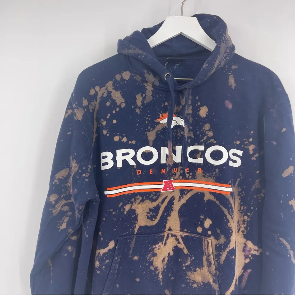 Denver Broncos Custom Bleach Dyed Splatter Hoodie SZ L Size L - Image 3