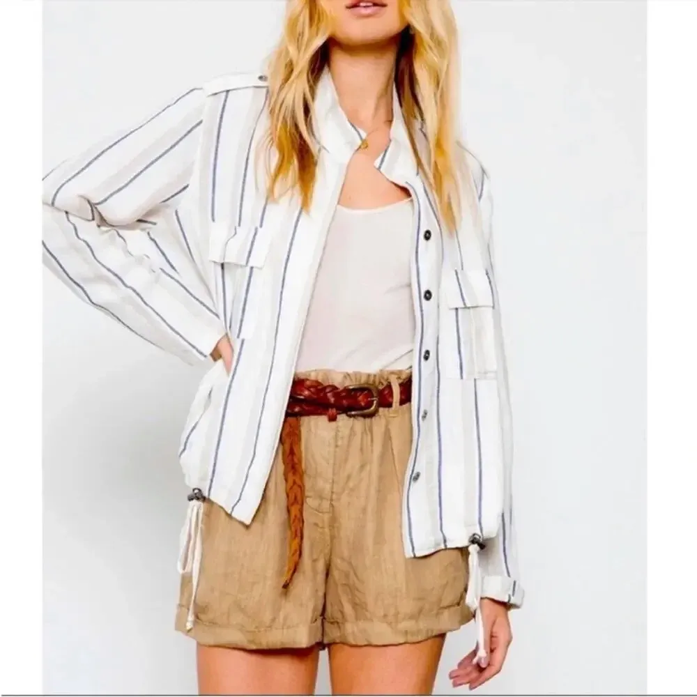 Rails  Rowan Lightweight Linen Blend Jacket in Coco Stripe Small - Image 2