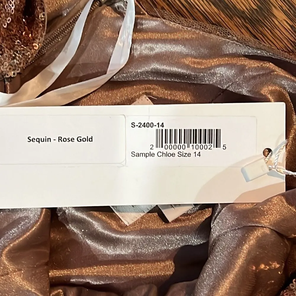 Revelry Rose Gold Sequins bridesmaid dress size 14 Rose Gold 203‎ C30 - Image 8