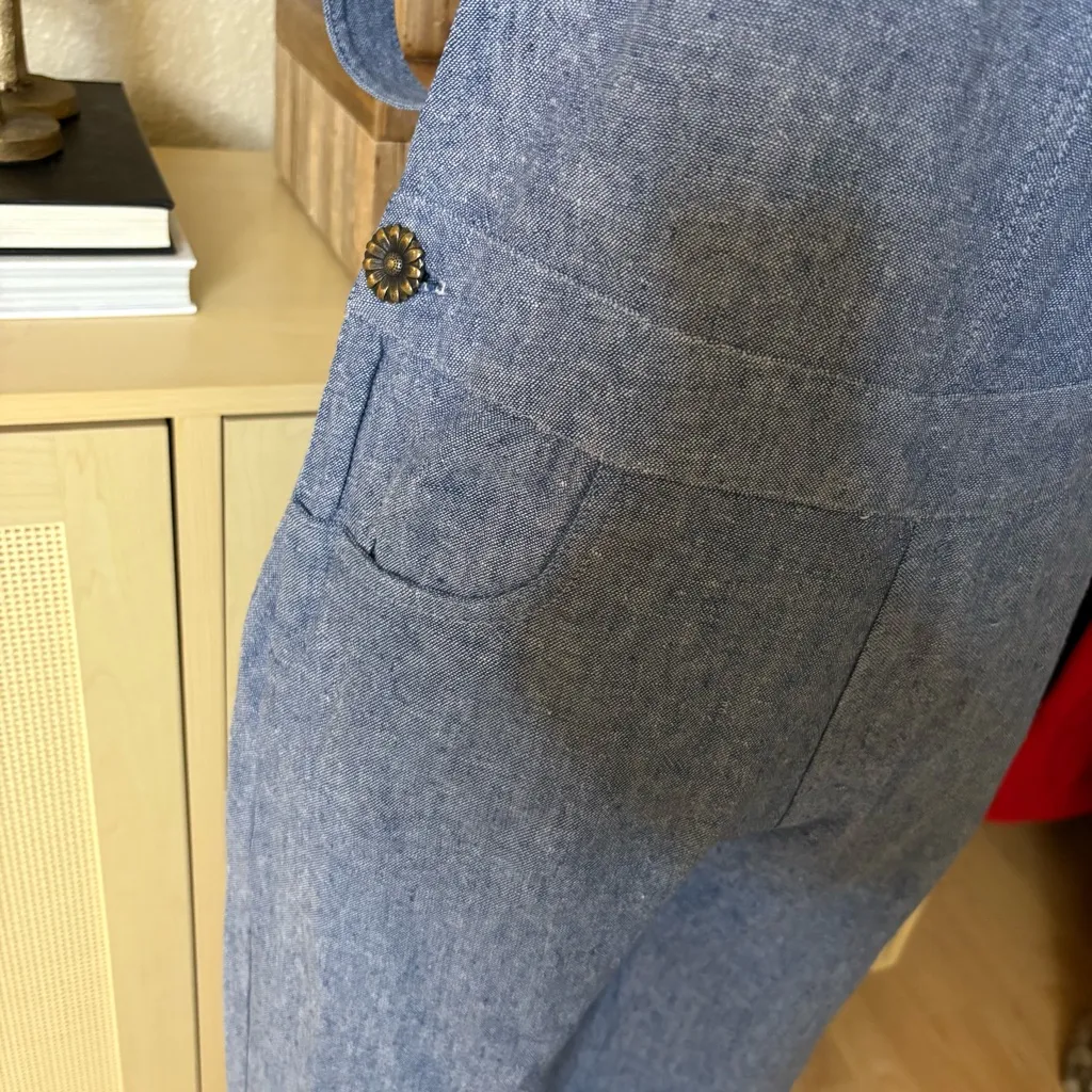 SHOW‎ ME YOUR MUMU Billy Bob Chambray Flare Wide Leg Overall Jumpsuit Size Small - Image 5