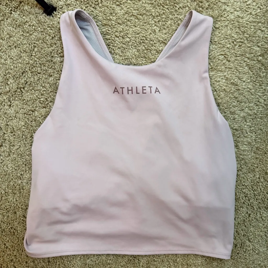 ATHLETA XL Conscious Crop Train Logo Signature Cropped Tank Light Pink‎ Active - Image 7