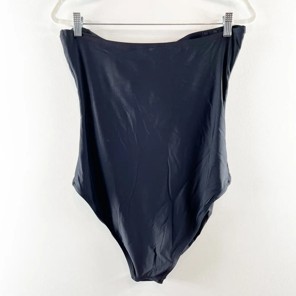 J. Crew Notched Wire Cutout Strapless One Piece Swimsuit Black 14 - Image 3