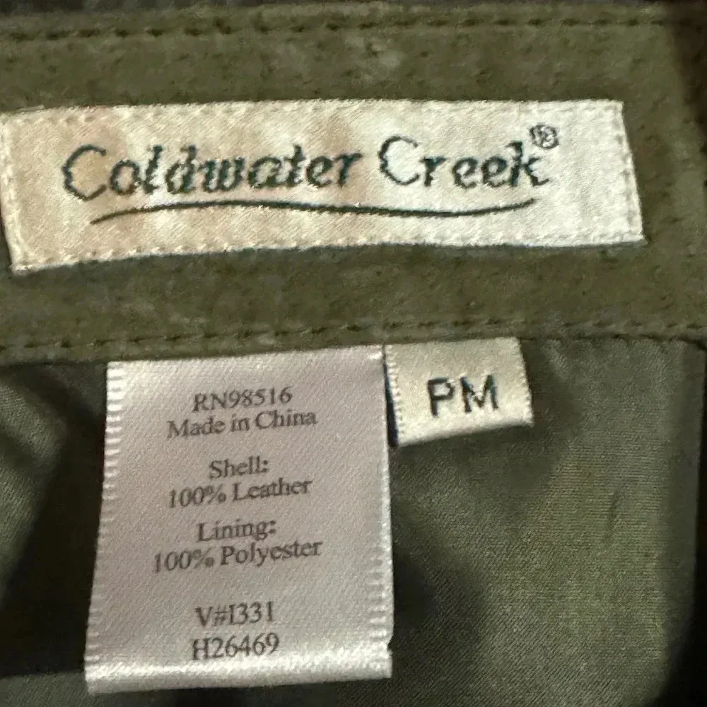 Coldwater Creek women's Leather Sage Green Suede button up Jacket Petite Medium - Image 4