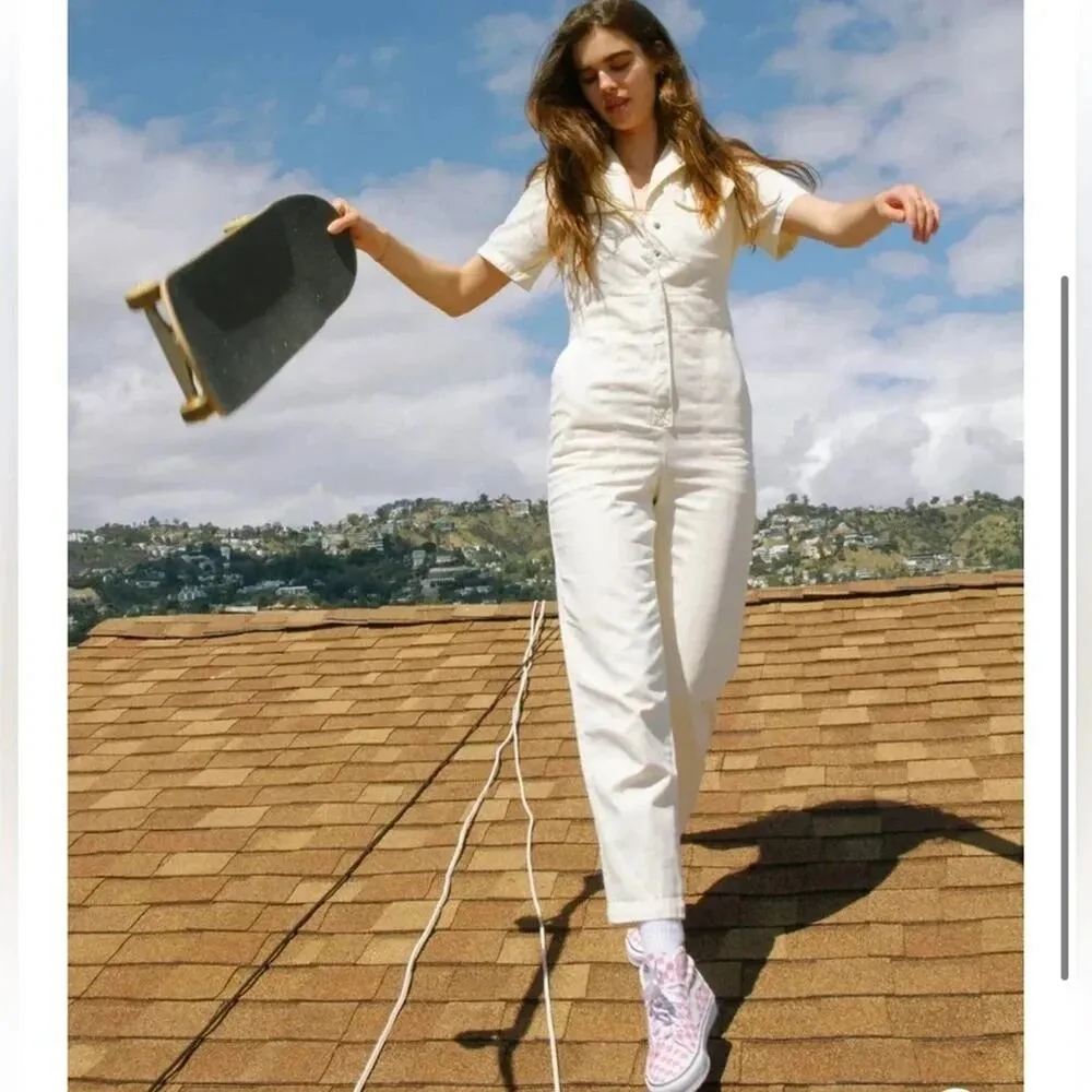 BDG  Lizzy Coverall Jumpsuit Ivory Size M - Image 3