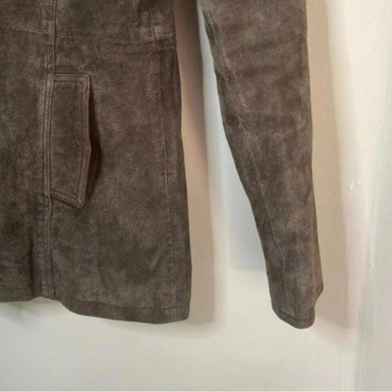 BB DAKOTA brown 100% Leather Long Sleeve Button Up Jacket Lined Classic Moto Size M - Image 3