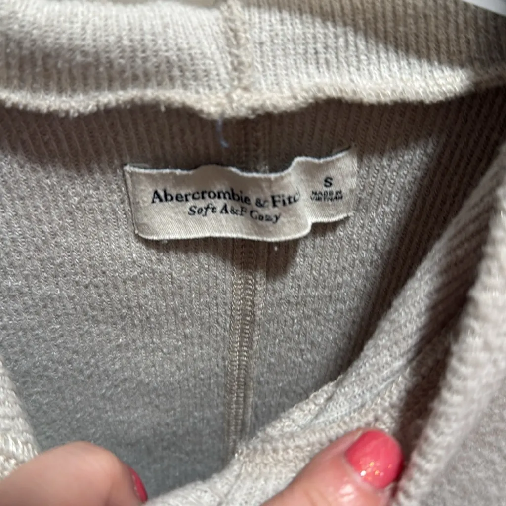 Abercrombie Fitch Soft Knit Logo Hoodie Pullover Heathered Casual Size S‎ - Image 2