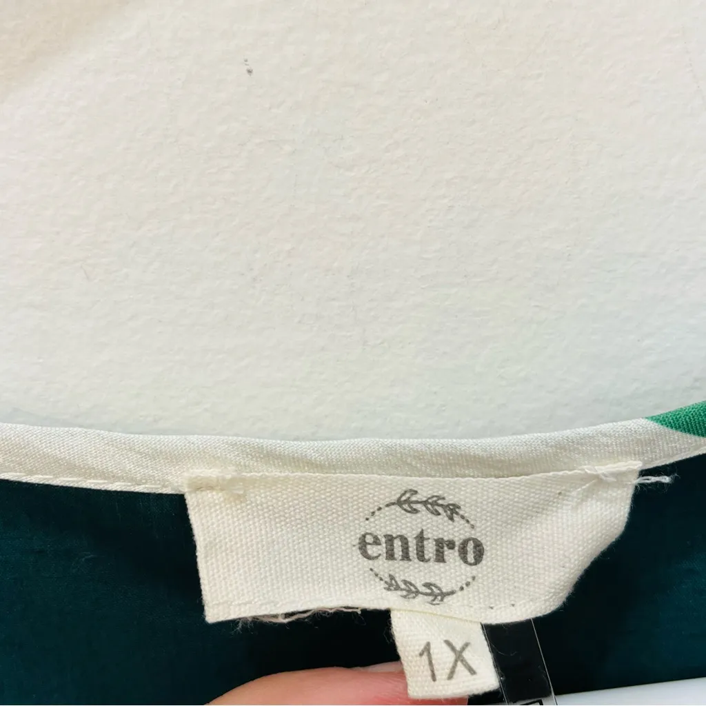 Entro Believe In You Pine Green Babydoll Dress Green and White Garment sz 1X - Image 4
