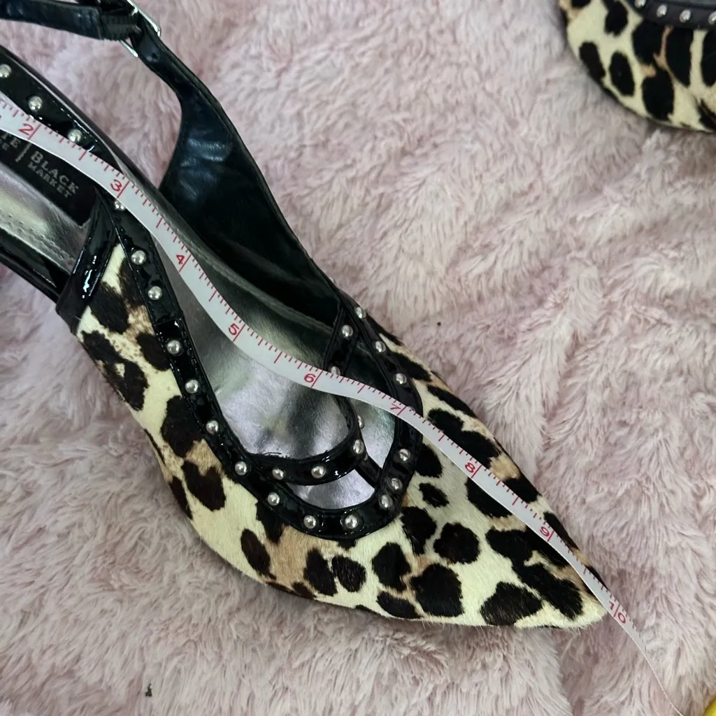 White House Black Market Jacquie Calf Hair Leather Pumps Cheetah Heels 7.5M - Image 8