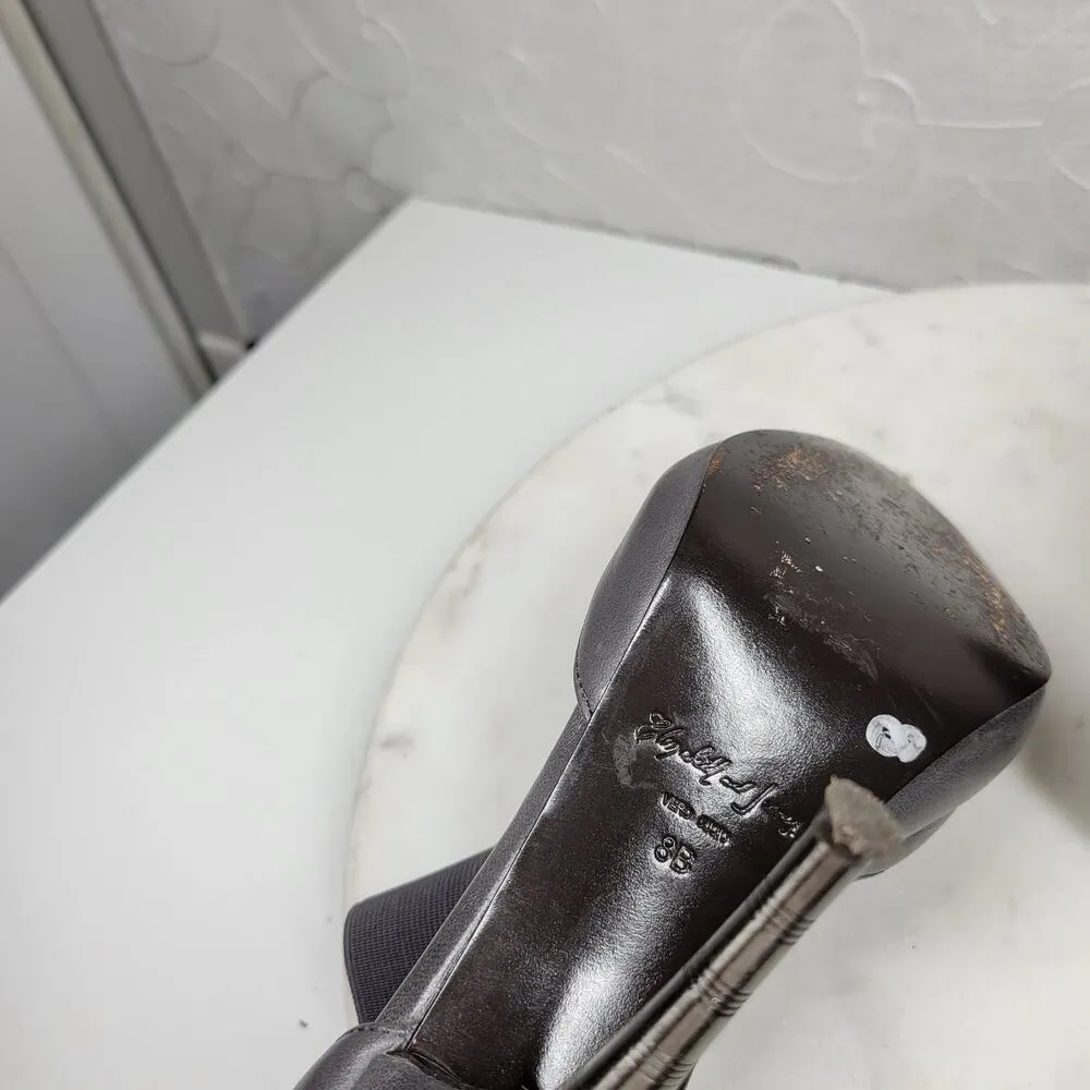 Elizabeth & James Stiletto Heels Womens 8 Gray Leather T-Strap Metal Spike Heel - Image 15