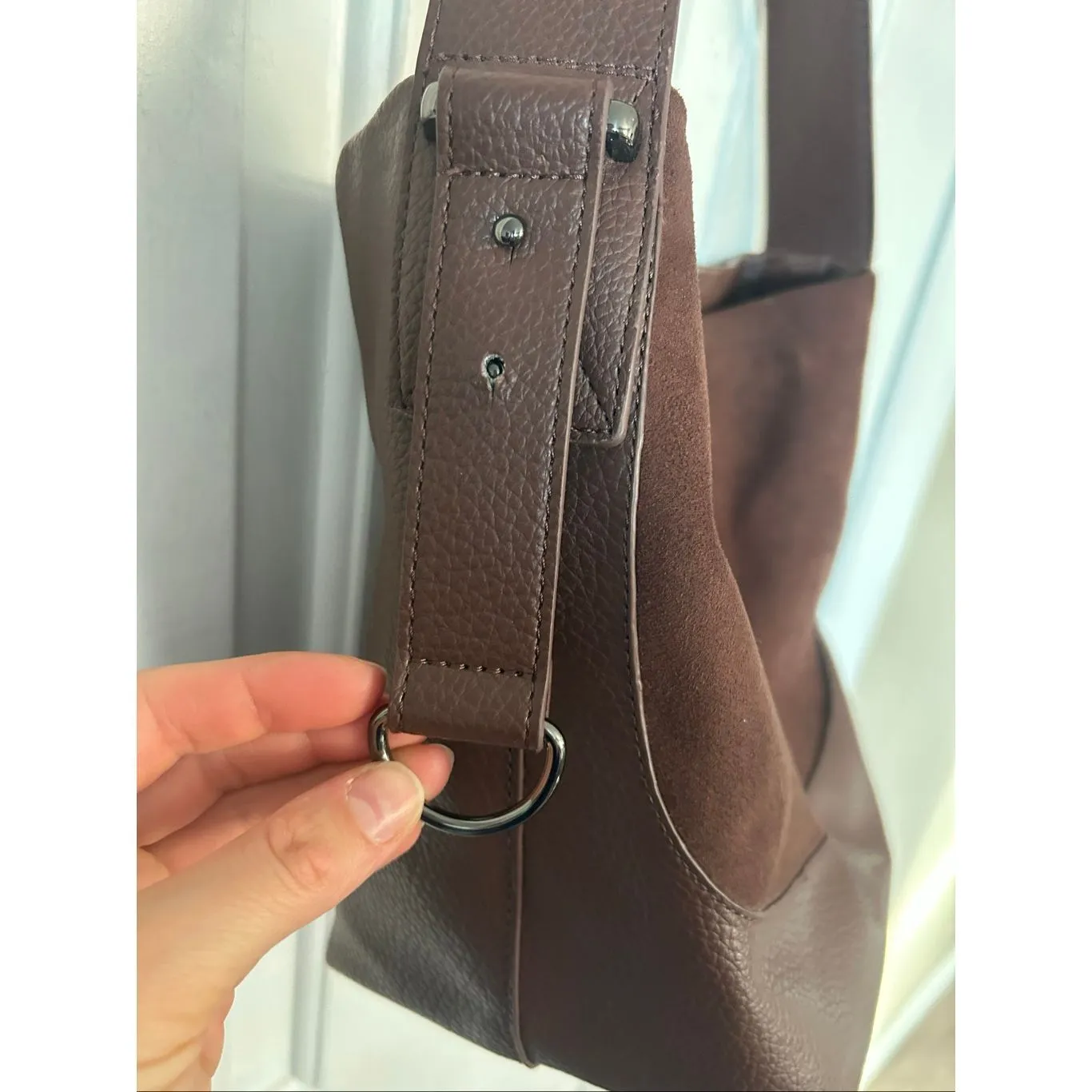 Steve Madden Coffee Brown Faux Leather BMonte Bucket Shoulder Bag boho - Image 5