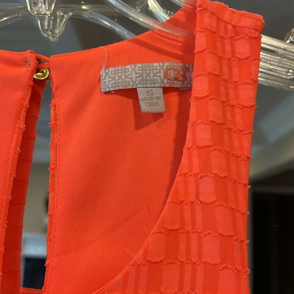 Neon Coral Orange Dress Asymmetrical Summer Womens Small - Image 9