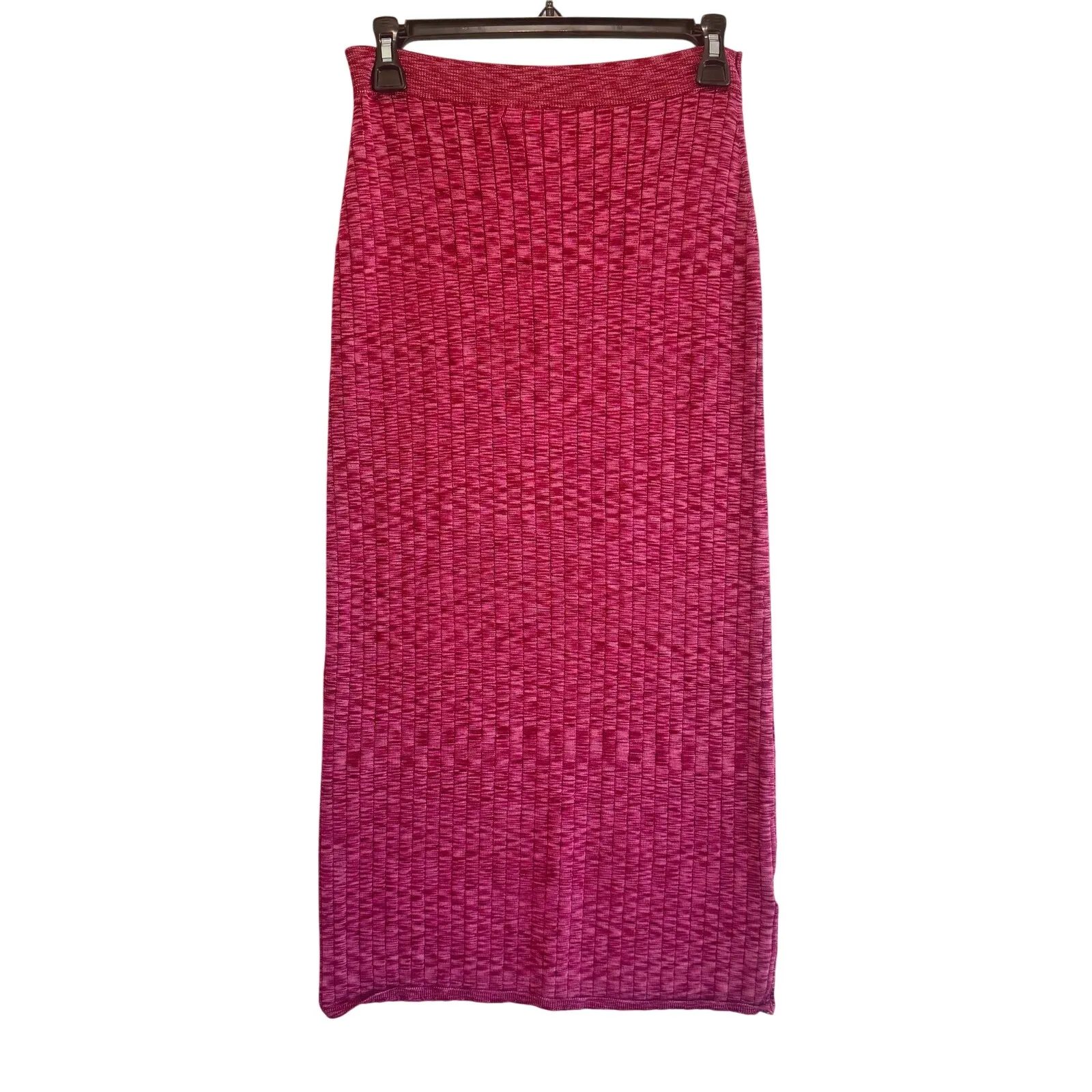 Free People Ribbed Textured Midi Skirt Pink Boho Chic Minimalist Anthropologie - Image 3