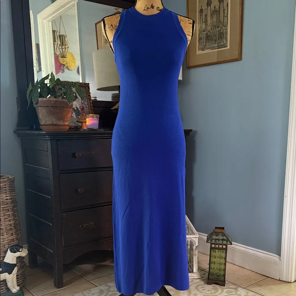 The Drop Gabriela High Neck Sleeveless Maxi Stretch Dress in Dazzling Blue NWT Size XS - Image 5