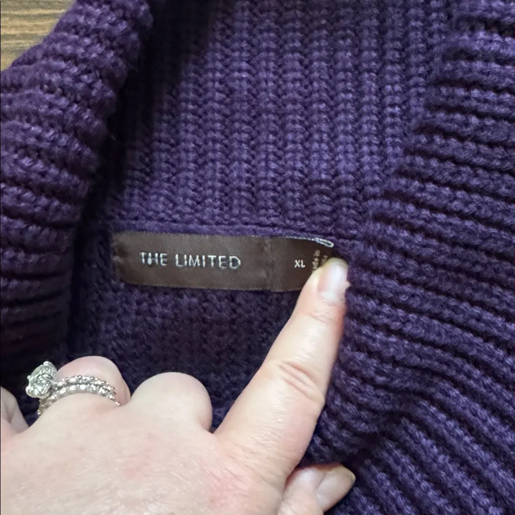 The Limited Knit Fold Over Turtleneck Purple XL - Image 2