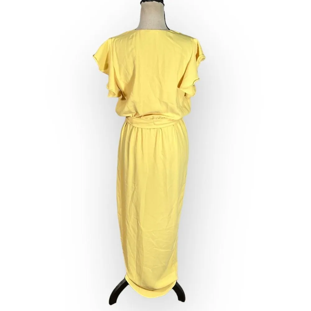 Amanda Uprichard Martinique Dress Women's Plus 2X Yellow High/Low Faux-Wrap Belt - Image 5