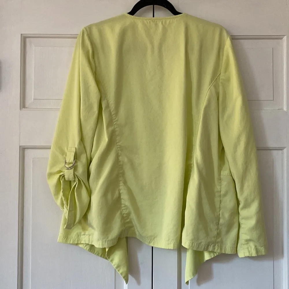 Chico’s Size 2‎ Drape Jacket Soft Lime Chicos Size Large Open Front Chartreuse - Image 6