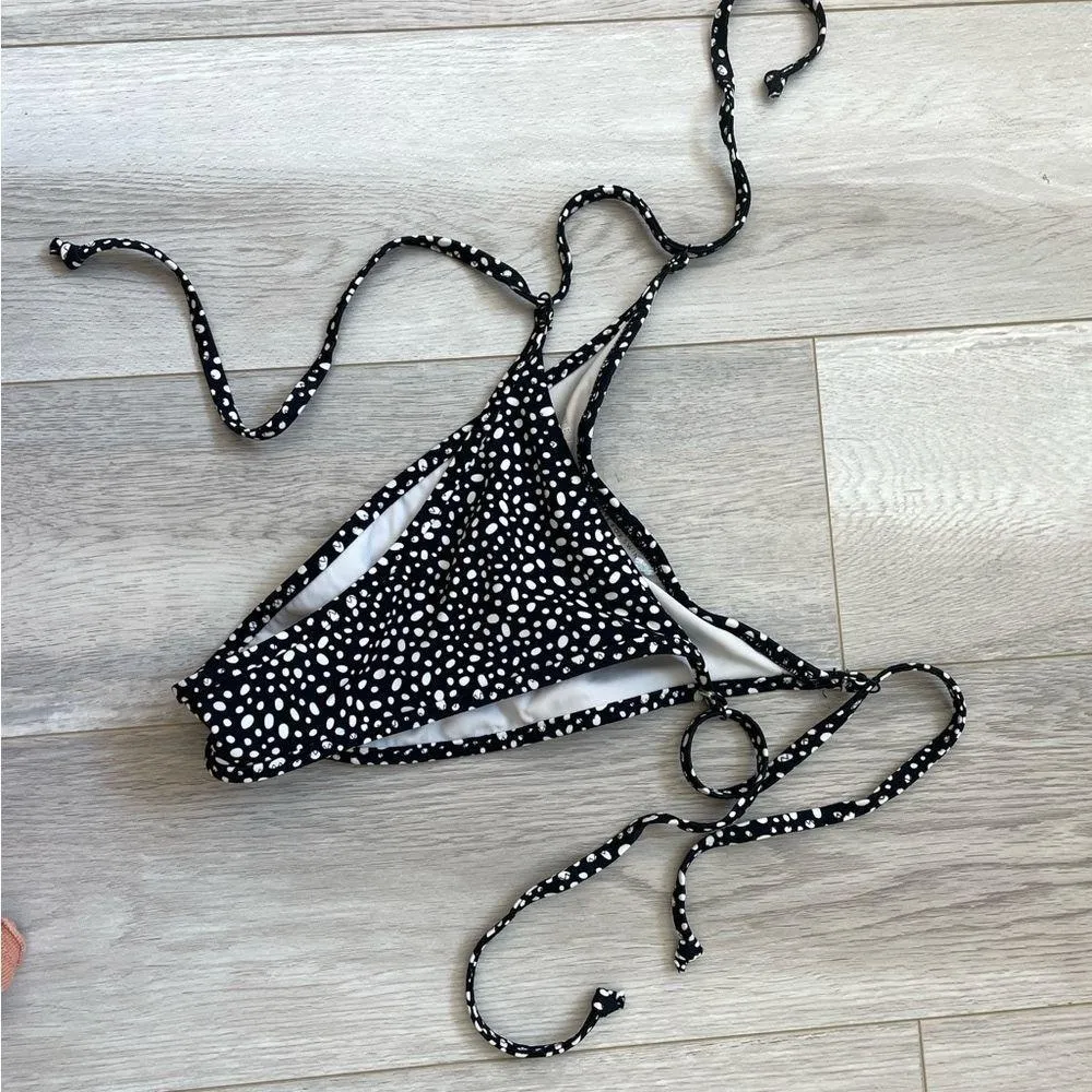 White Fox Swim Bottoms Sun Soaked Black Speckle (small) polka dot scrunch thong - Image 2