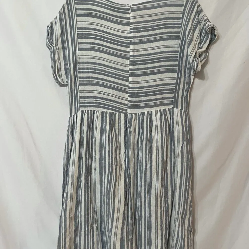 K by Kinnucan’s Blue & White Baby Doll Dress Womens S Lagenlook Beachy Coastal - Image 6