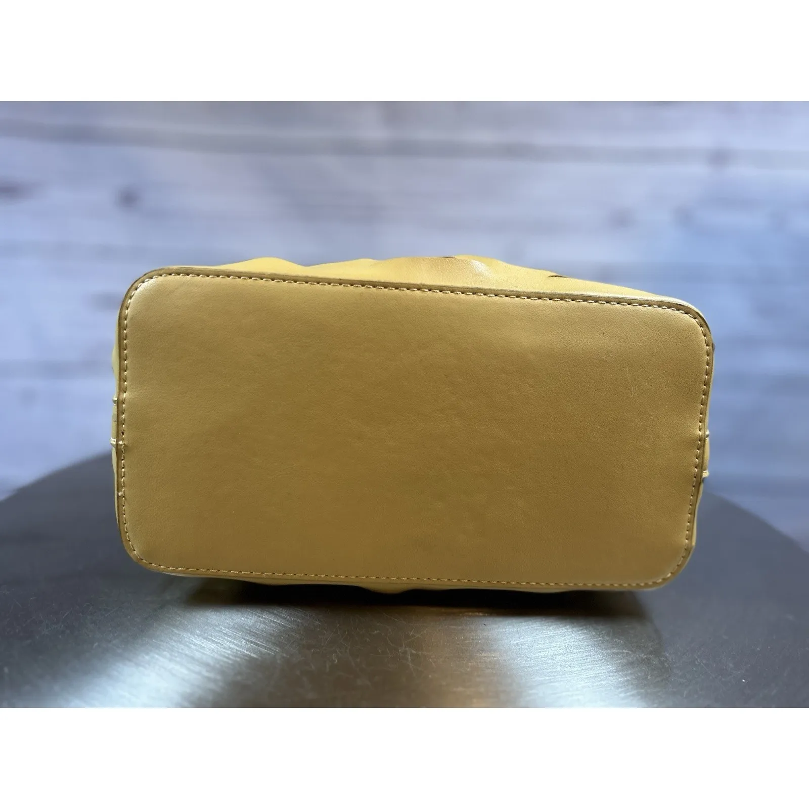 Joy Susan Yellow Vegan Leather Laser-Cut Tote Bag with Inner Pouch & Strap - Image 10