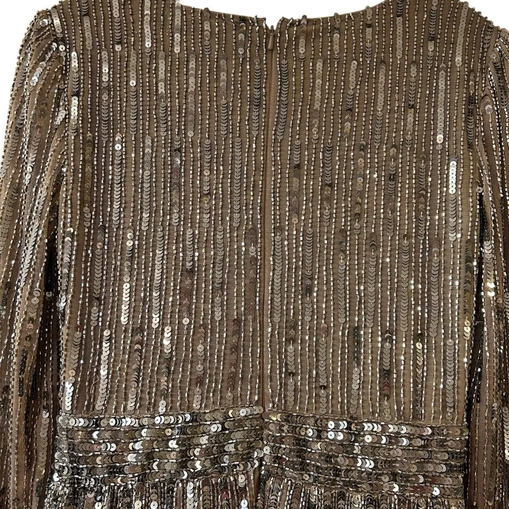 MAC DUGGAL 5528 Long Sleeve Tea Length Midi Dress Sz 2 Dark Taupe NWT $398 ✨ - Image 14