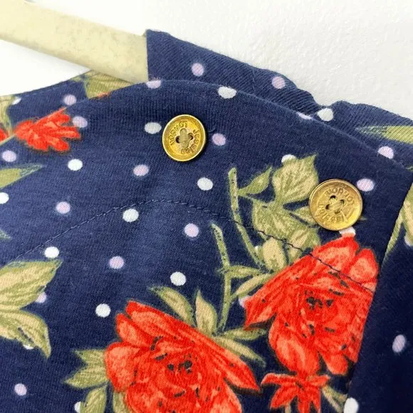 New  Floral Polka Dot Button Boatneck 3/4 Sleeve Tunic Top 14/16 - Image 5