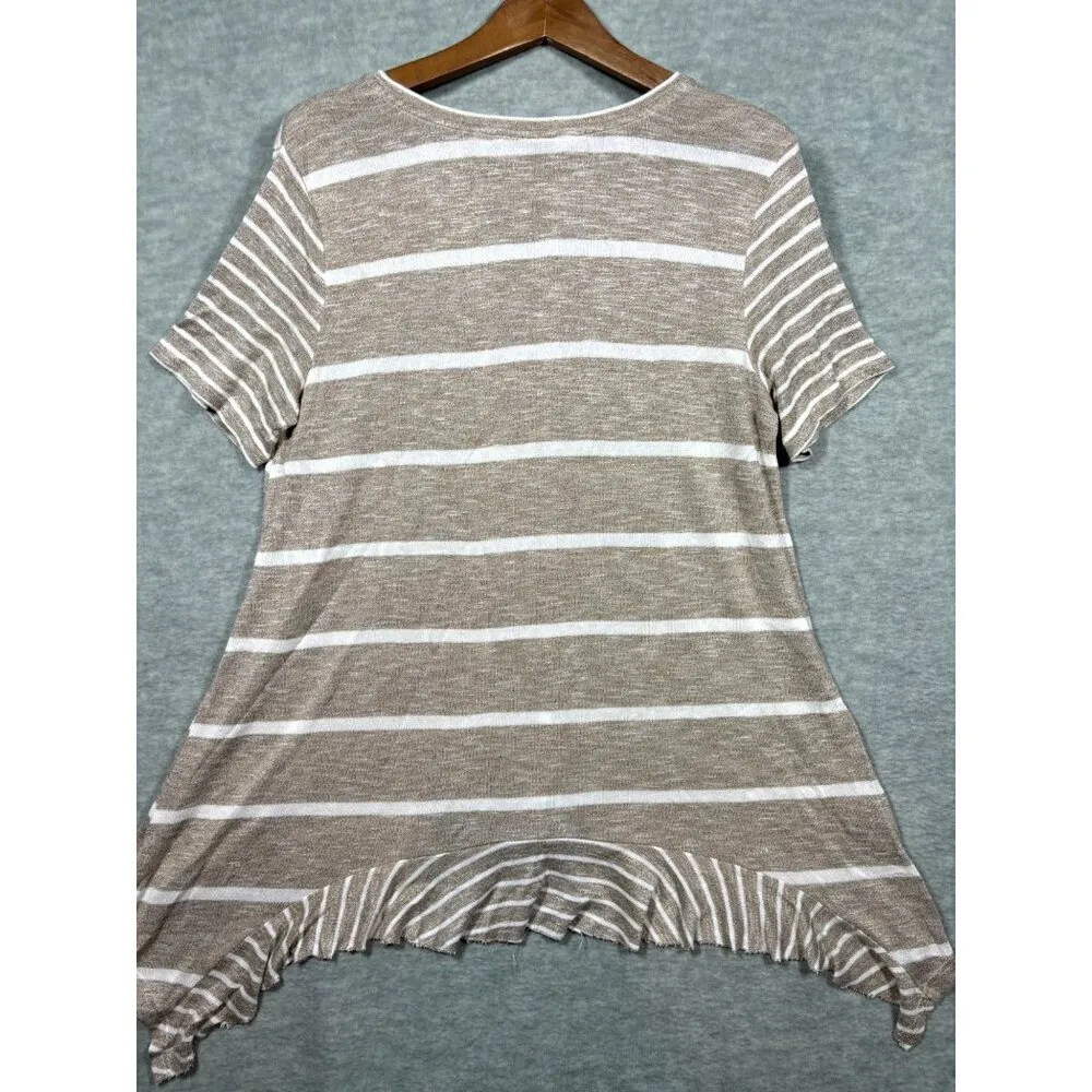 Soft Surroundings Aligned Tunic Womens XL Heavenly Soft Amata Oatmeal Stripe - Image 4