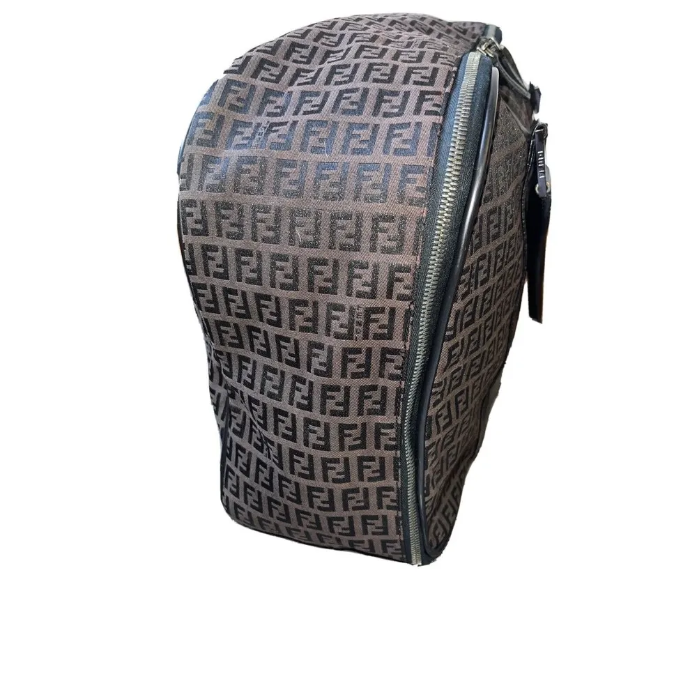 FENDI Zucca Brown "FF" Logo & Leather Duffel/Weekender Bag - Image 3