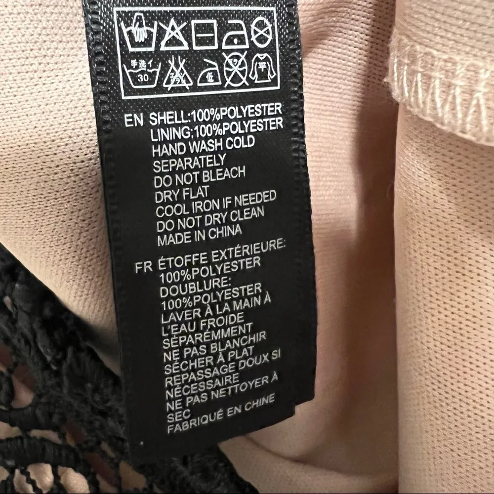 ⭐️  F21 Black Blush Pink Crochet Lace Sleeveless Bodycon Cocktail Dress Small - Image 6