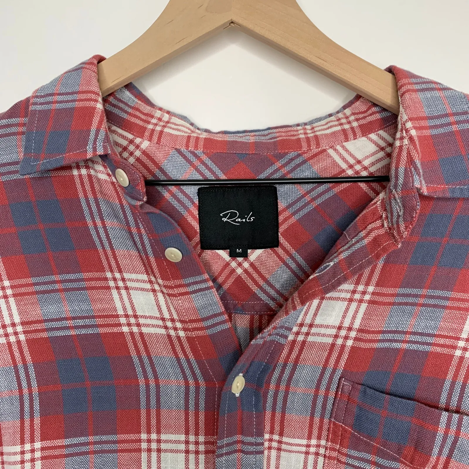 Rails Plaid Blue Red Button Down Shirt Longsleeve Womens Medium - Image 7