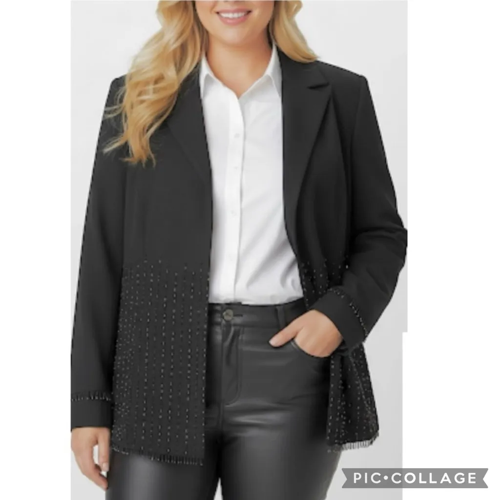 John Meyer of Norwich Blazer Beaded Fringe Black 22W Cocktail Holiday Party Chic - Image 16