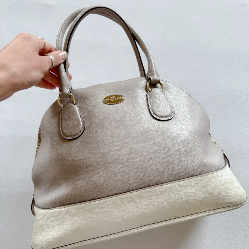 Coach Cora Dome Mini Satchel Cream Crossgrain Leather Handbag Multiple Strap - Image 2