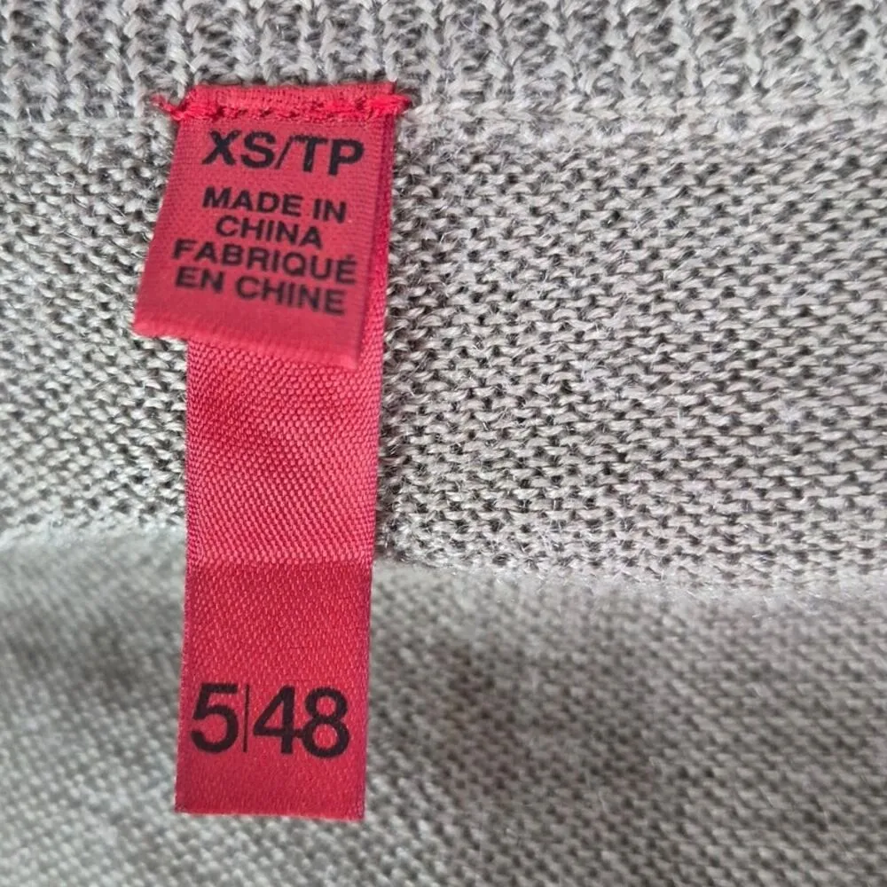 Womens Sweater Coffee Black Fringe Hi/Low Wool Acrylic Blend Sz XS Brown - Image 3