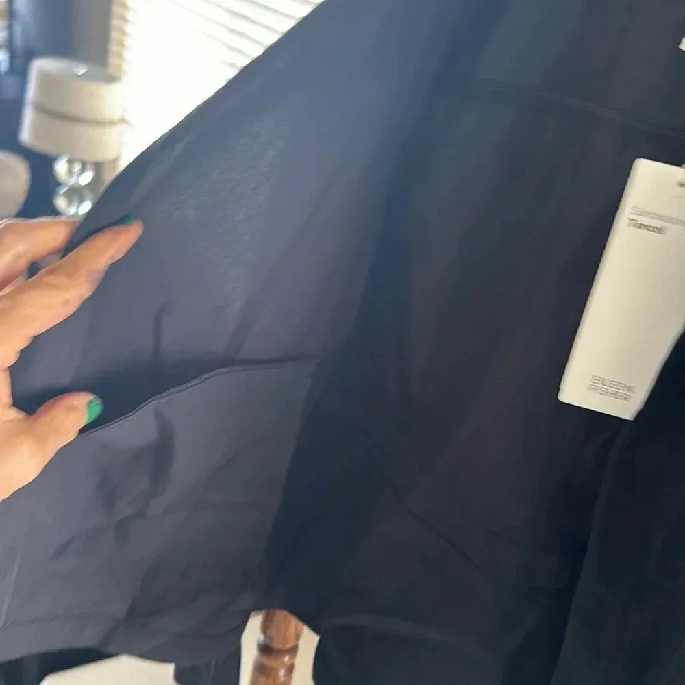 Eileen fisher Sandwashed Tencel Round Neck Jacket silk black NWT size small - Image 12