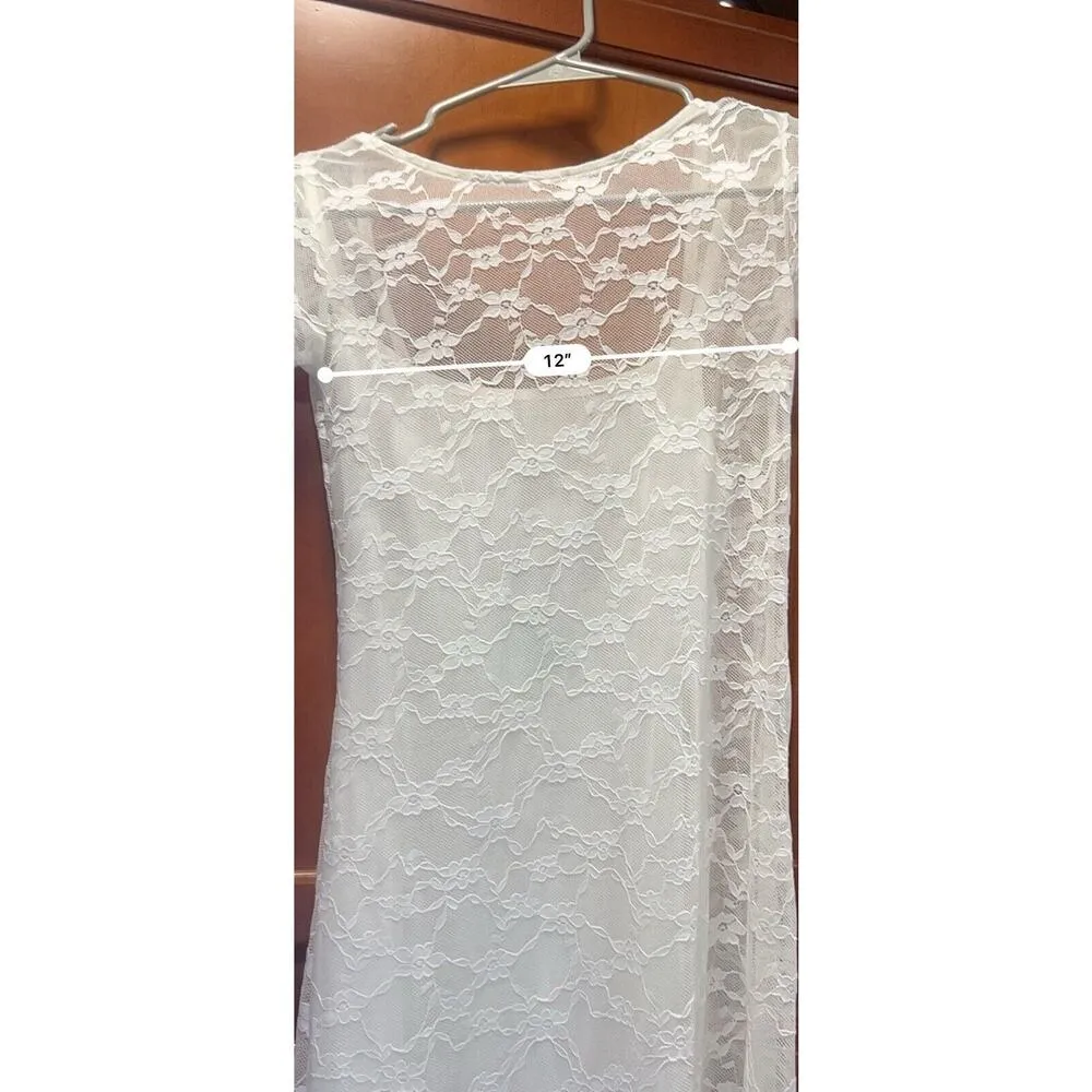 Wild Fable Women's Short Sleeve Maxi Dress, White Lace, Size XXS NWT - Image 4