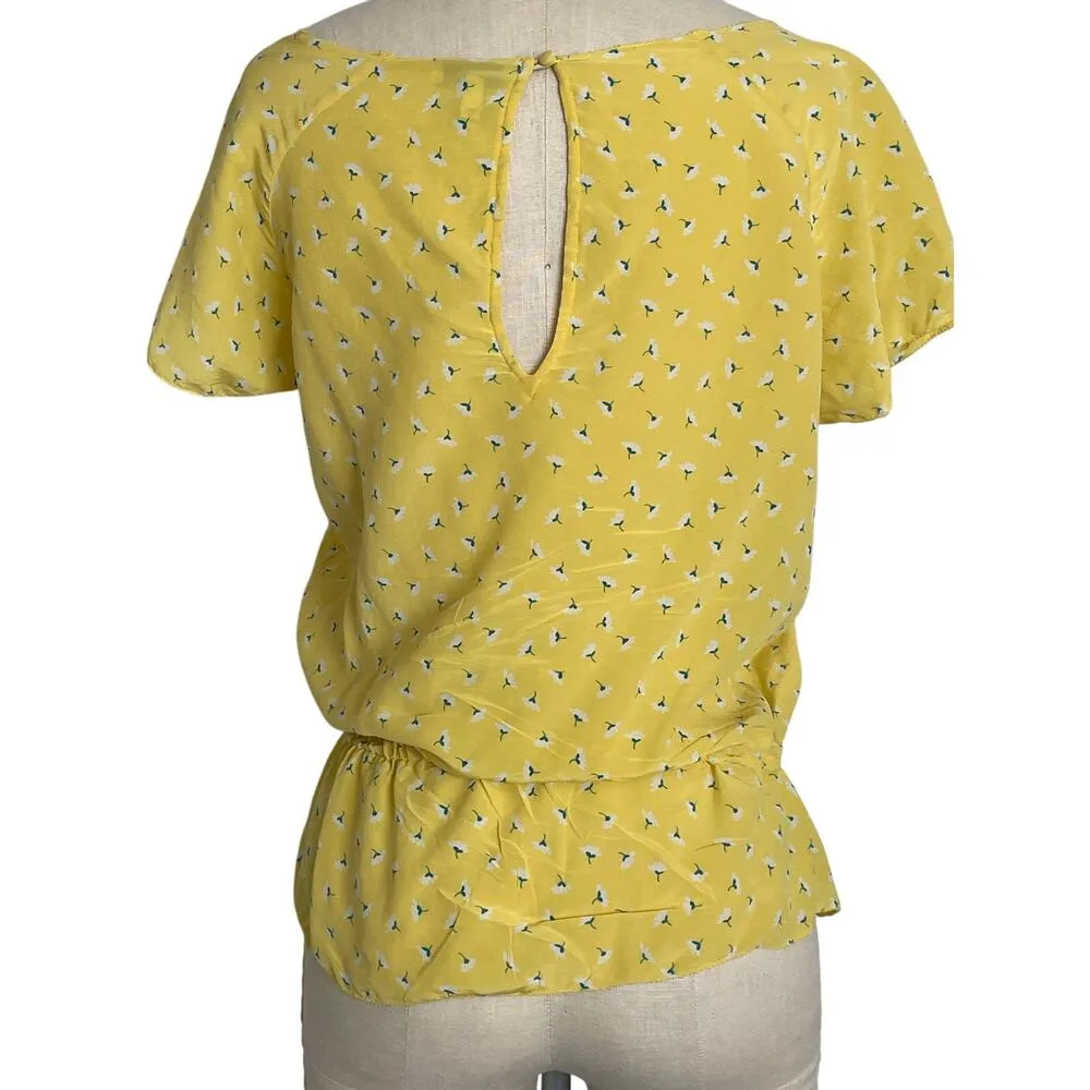 Joie Silk Yellow Floral Peplum Top - Image 5