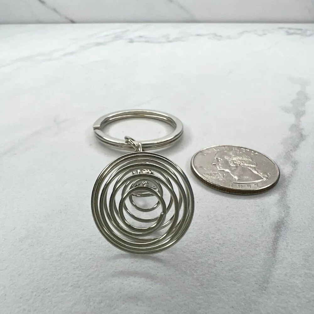 Silver Tone Spring Beehive Swirl Keychain Keyring - Image 7