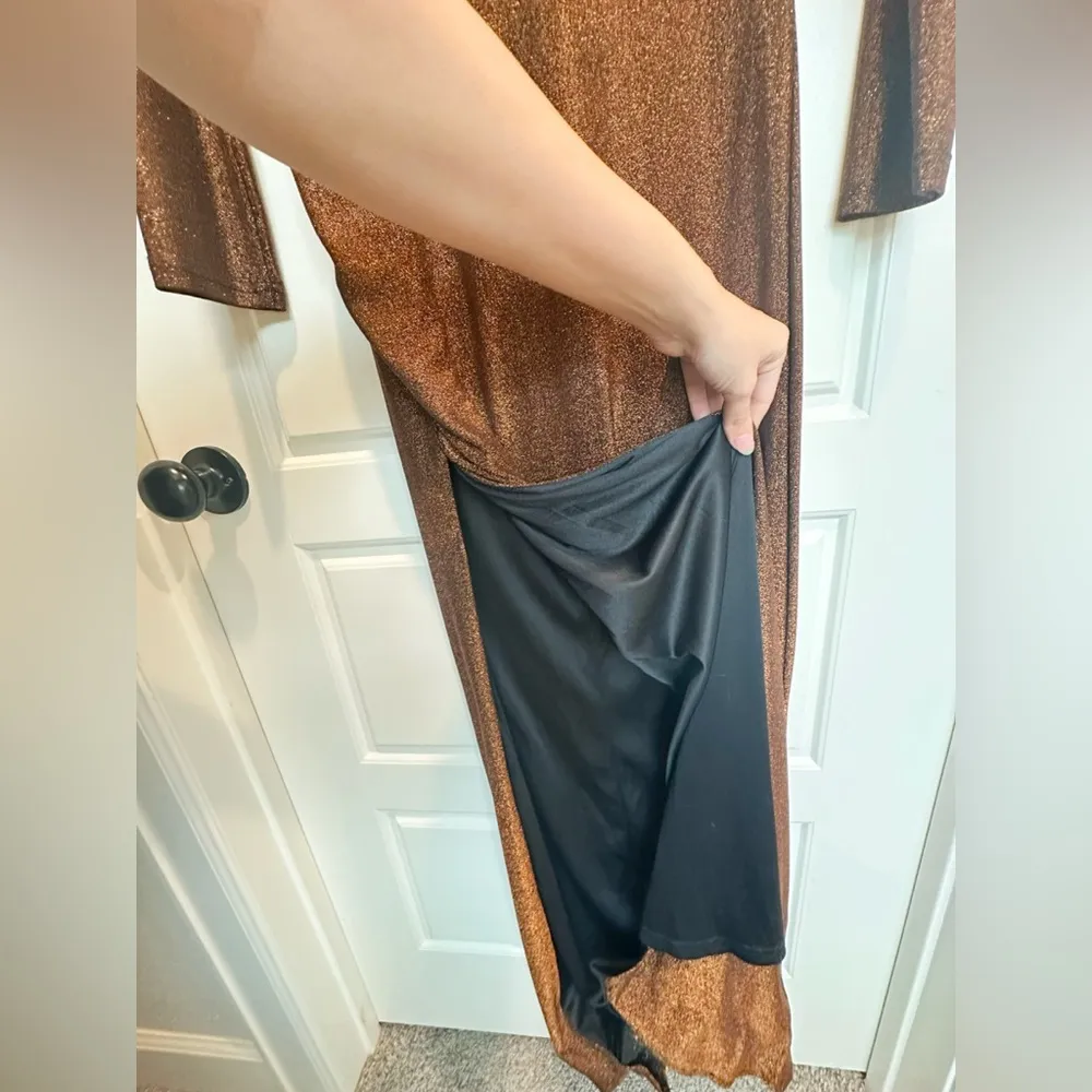 SHEIN- Missord Ruched Side Slit Hem Backless Glitter Prom Dress - Image 6